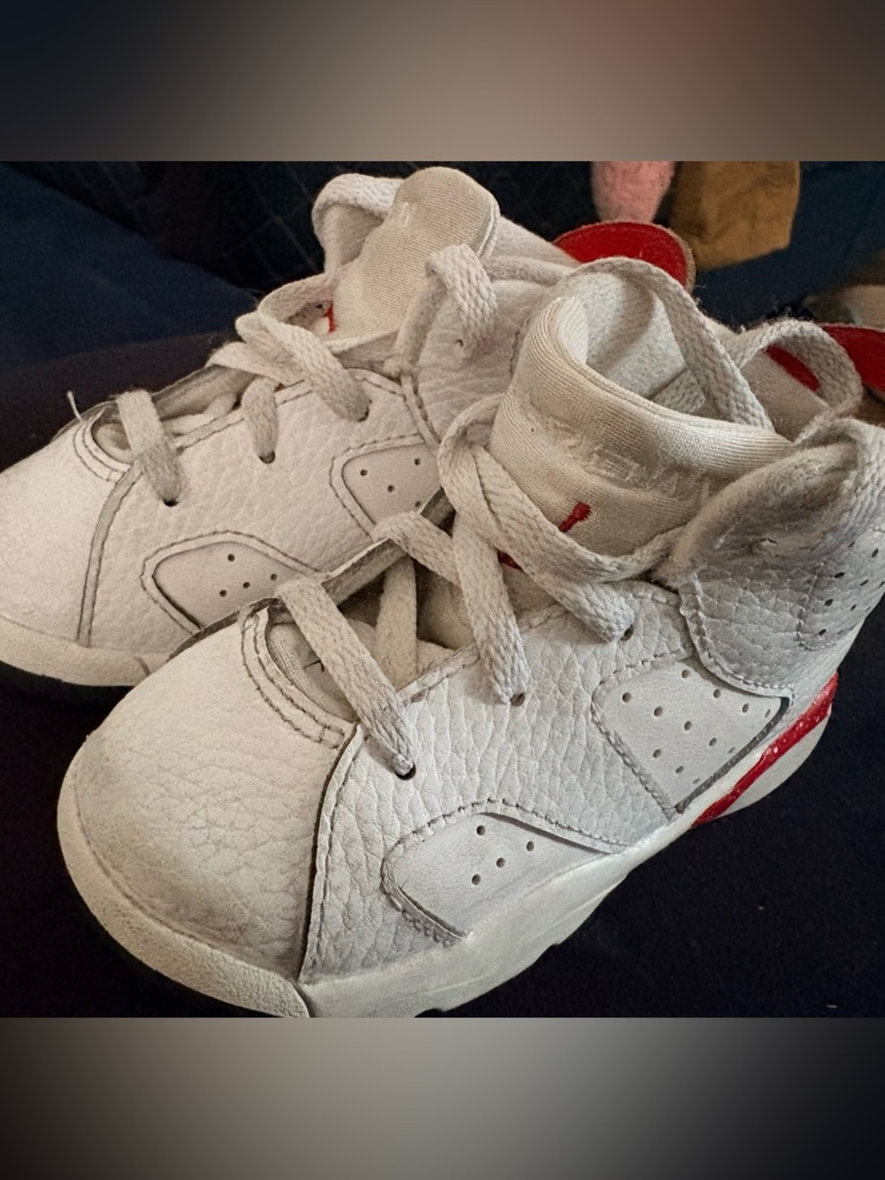 Jordan Kids White Sneakers with Red Accents